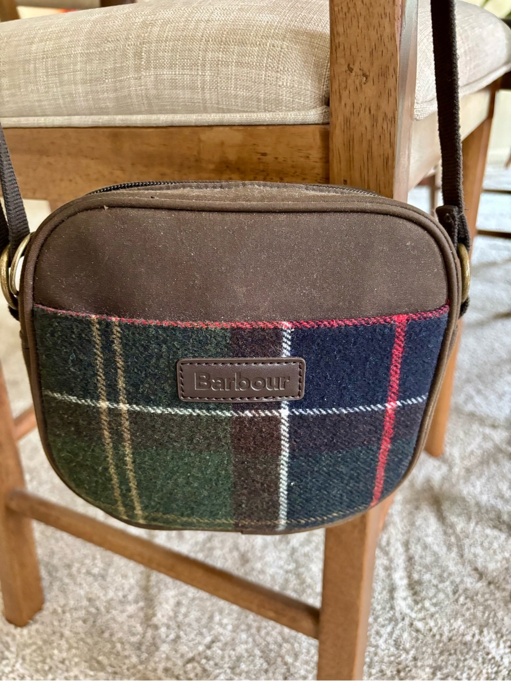 Barbour Brown, Green & Navy Tartan Crossbody Bag